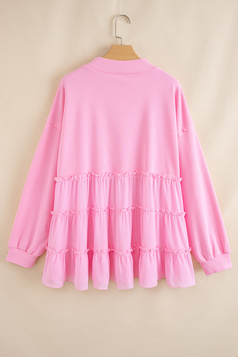 Pink Tiered Ruffle Pullover