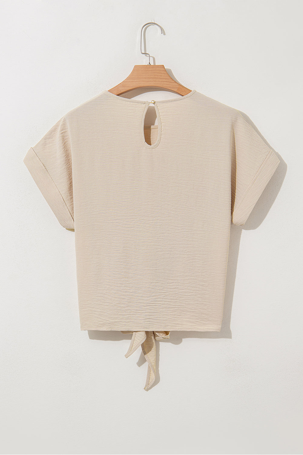 Parchment Knotted Short Sleeve Blouse