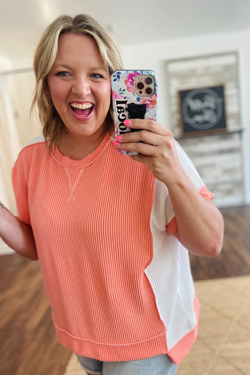 Orange Twist Colorblock Top