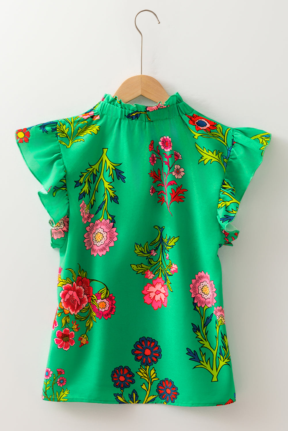 Green Floral Print Blouse