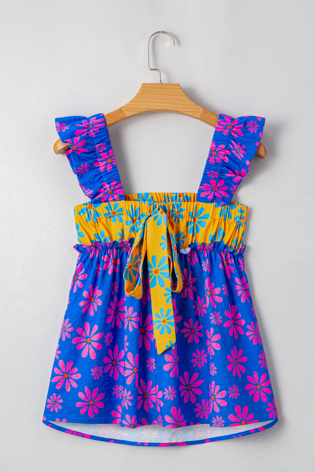 Blue Floral Flowy Tank Top