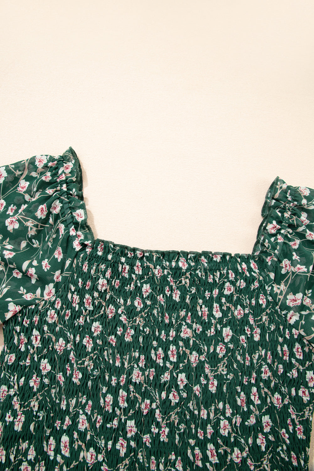 Green Smocked Floral Dress