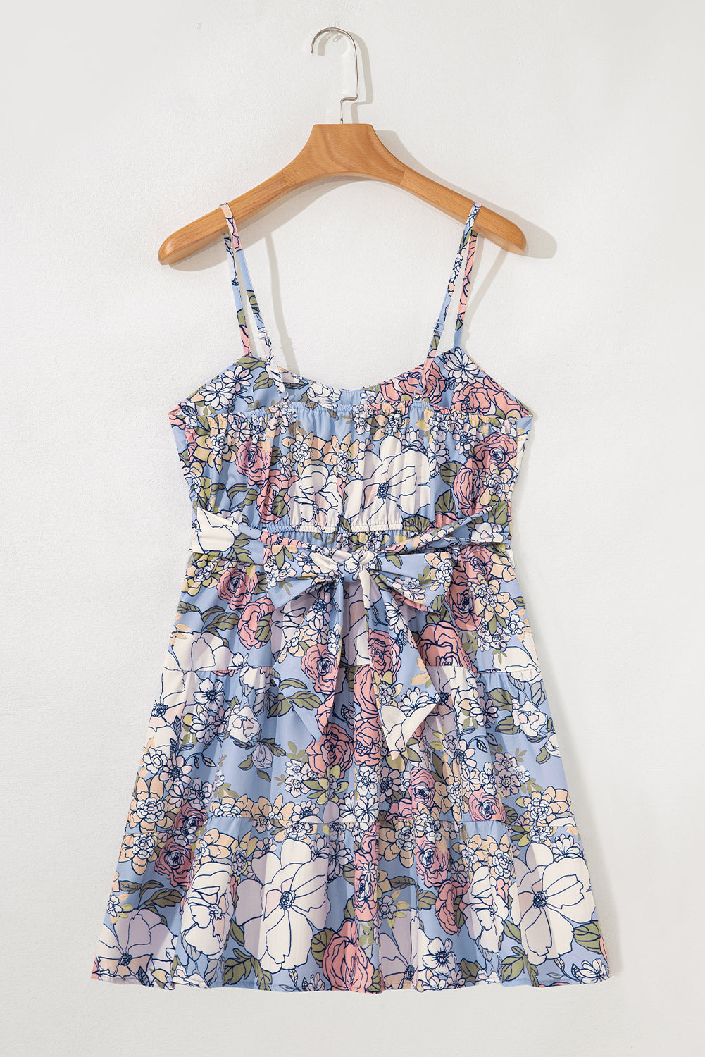 Blue Floral Tiered Dress