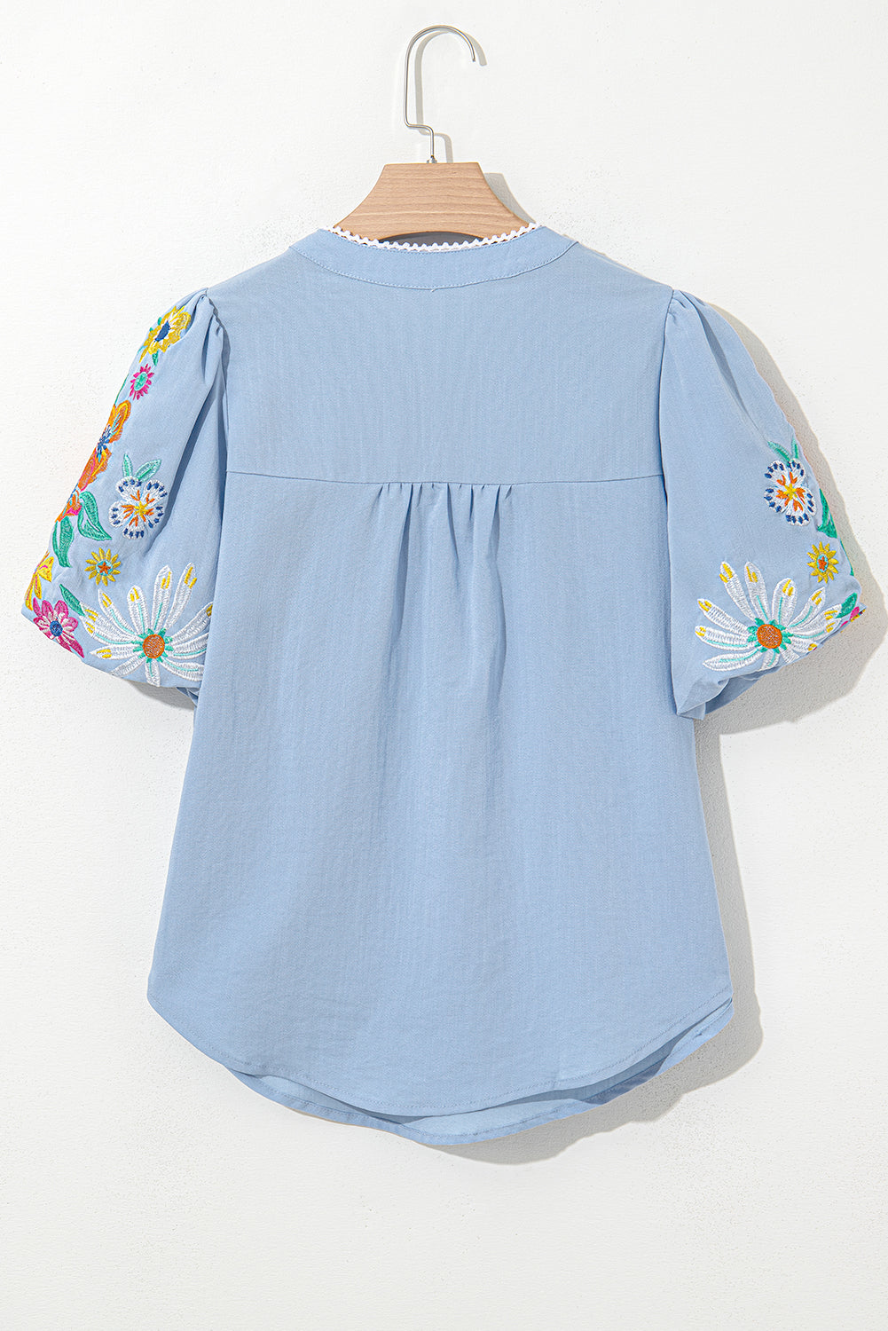 Blue Floral Embroidered Blouse