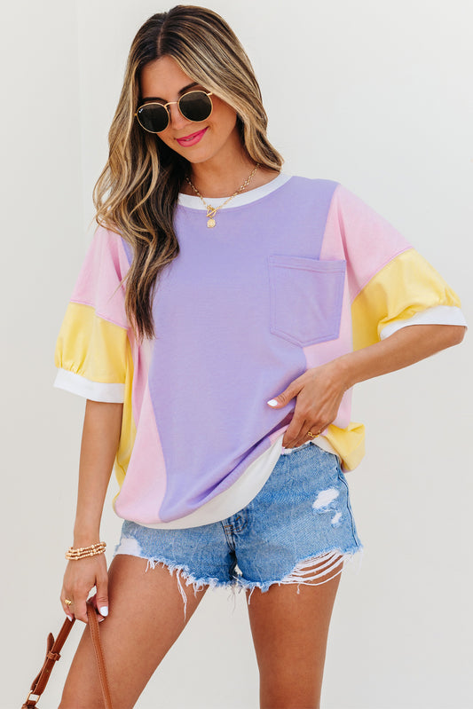 Purple Patchwork T Shirt