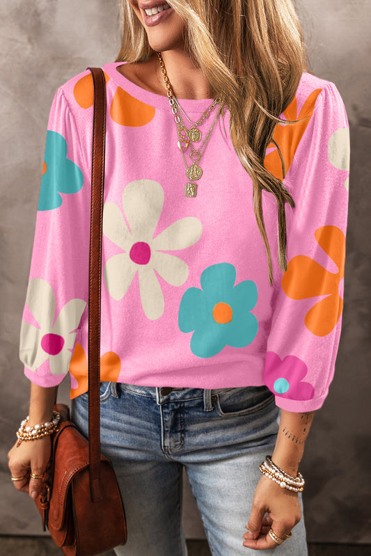 Rose Flower Print Top