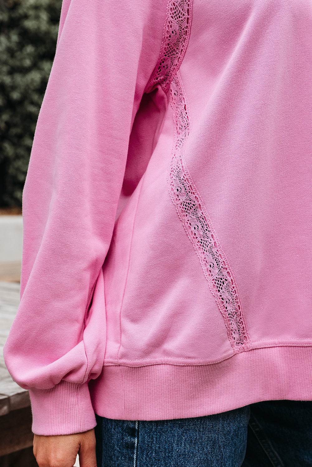 Bright Pink Lace Sweatshirt