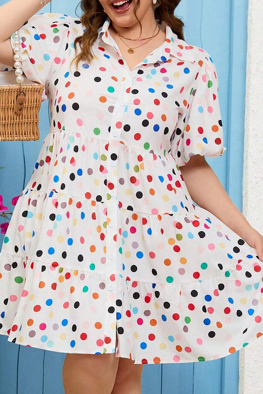 White Polka Dot Shirt Dress