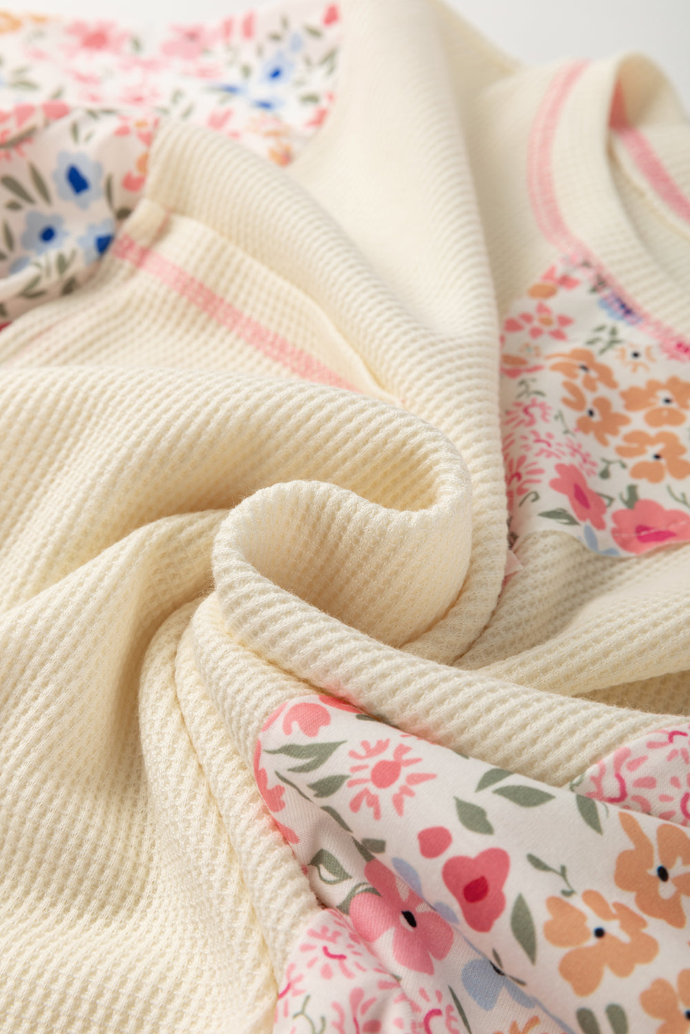 Beige Floral Patchwork Shirt