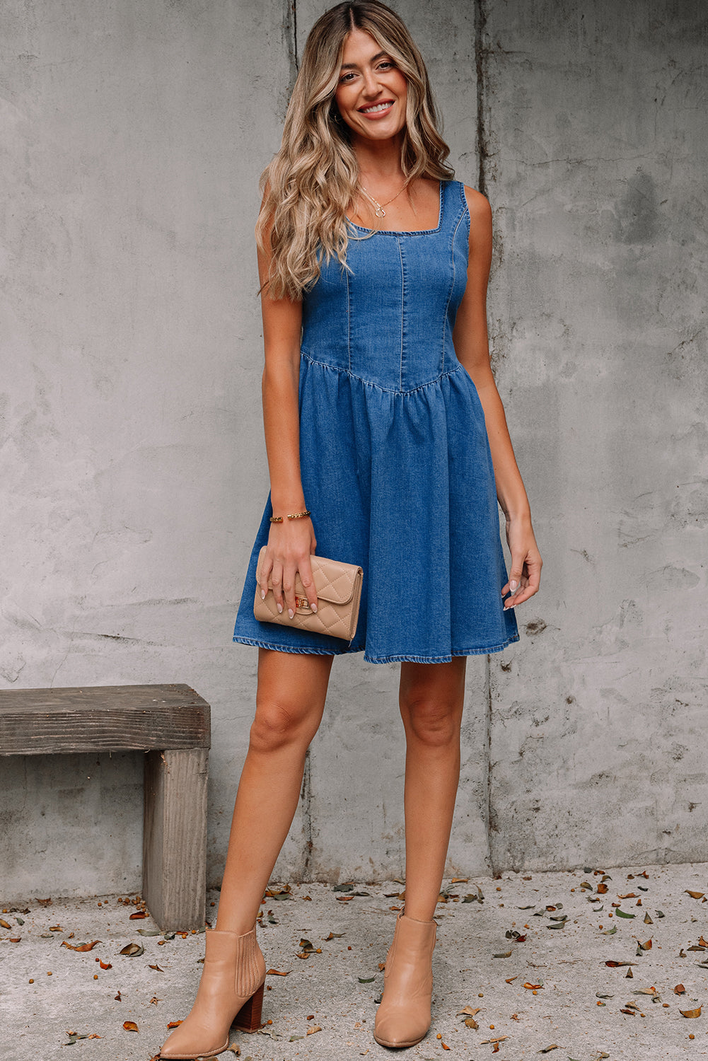 Sail Blue Sleeveless Denim Dress