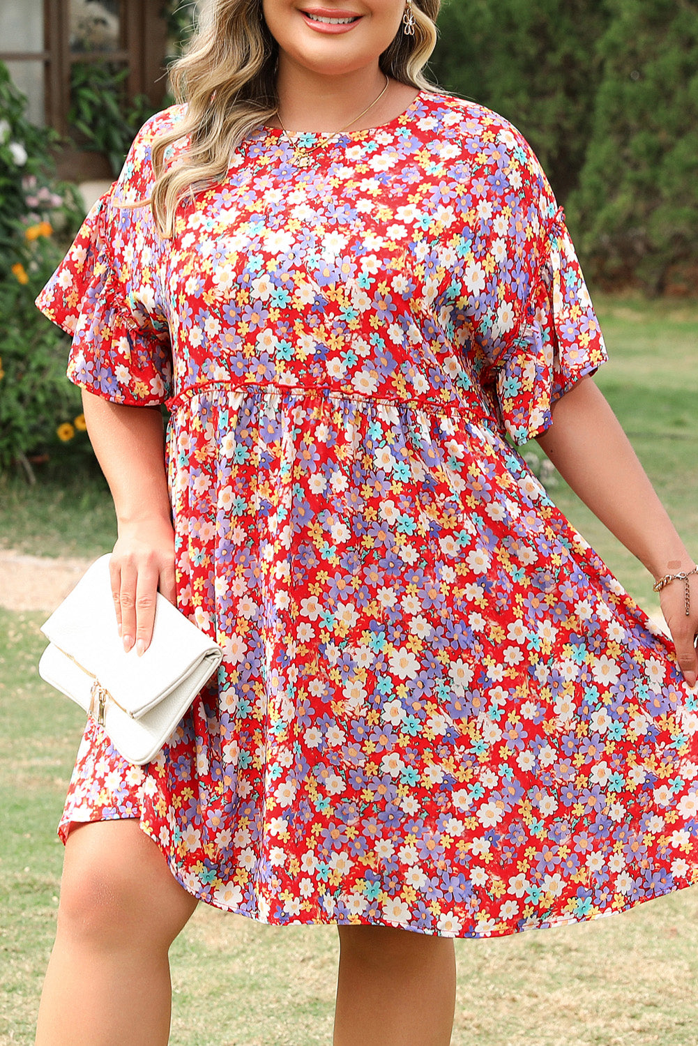 Red Dainty Flower Printed Dress