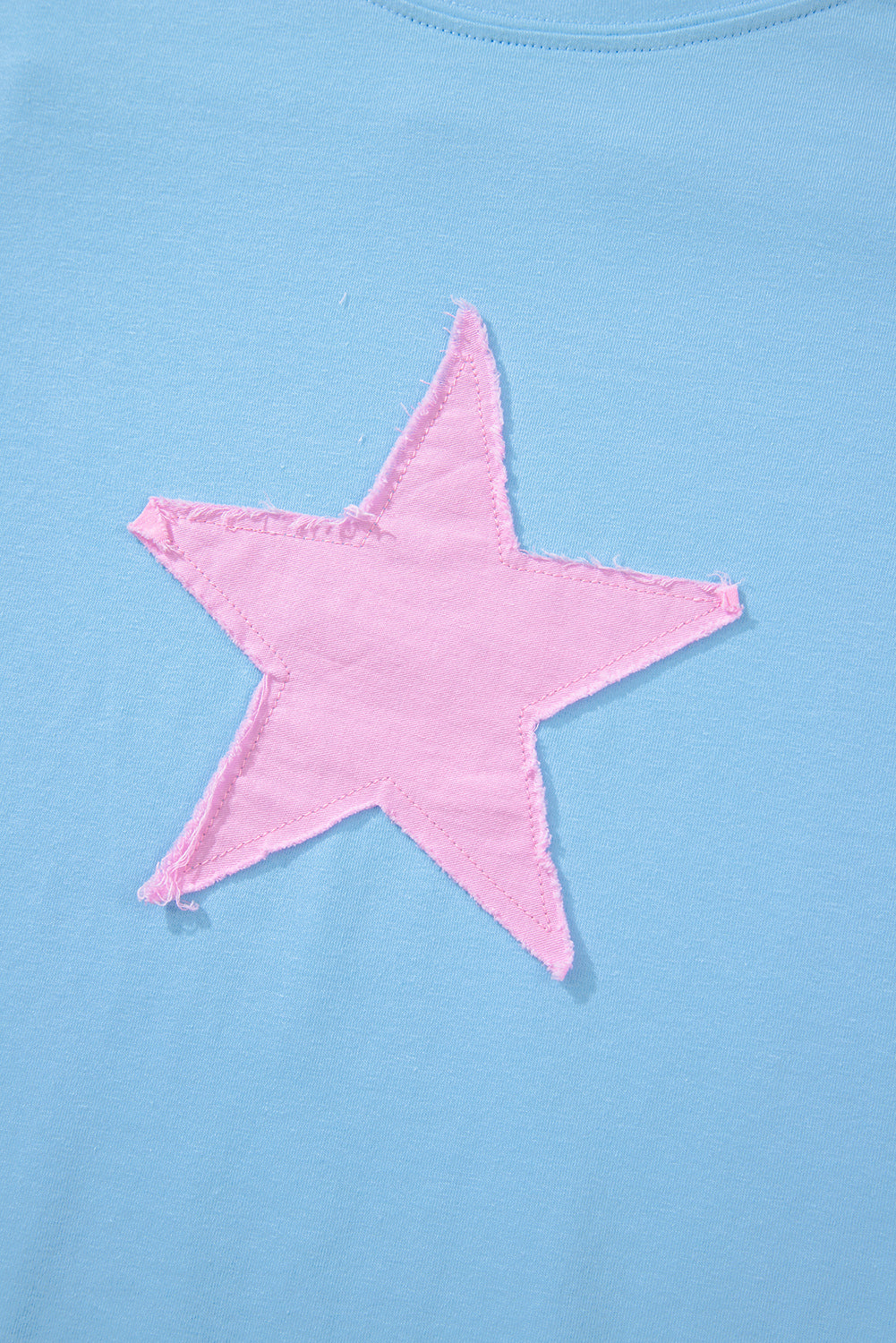 Frayed Denim Star Patched Oversize Shirt