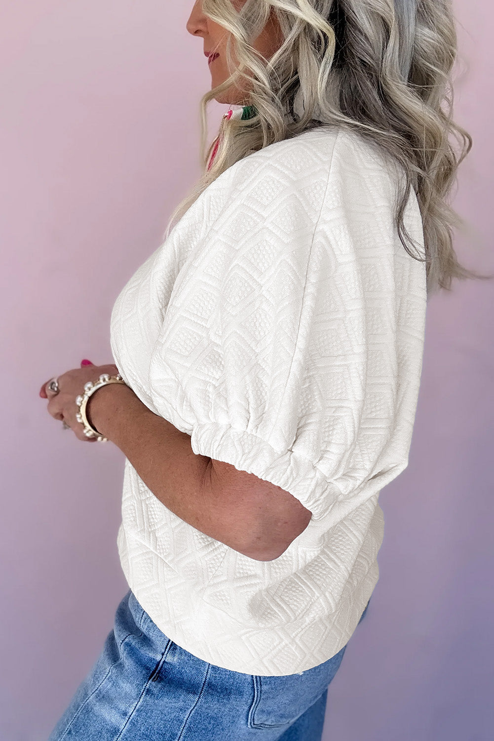 White Striped Collar Blouse