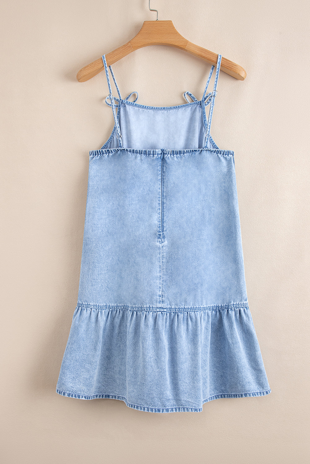 Blue Bow Detail Denim Short Dress