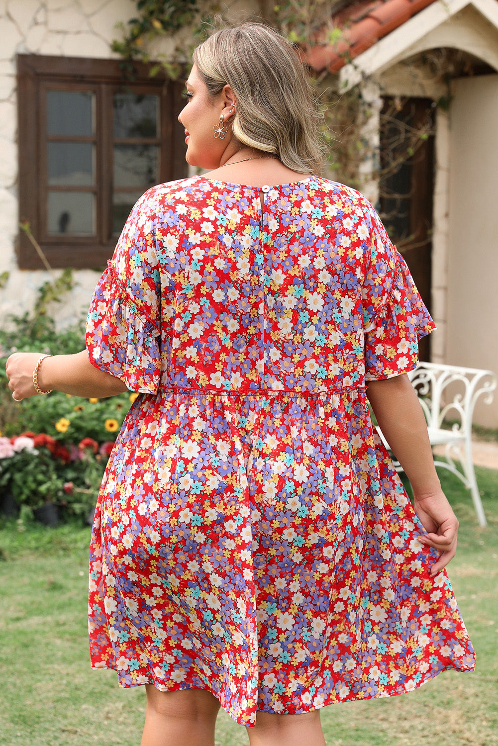 Red Dainty Flower Printed Dress
