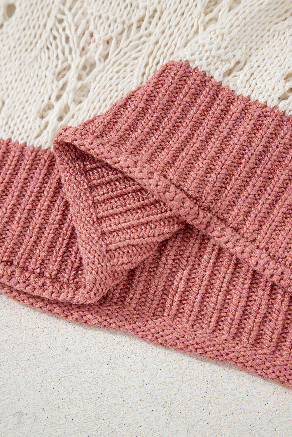 Embroidered Flowers Colorblock Sweater