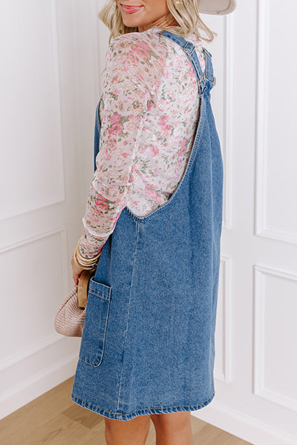 Dusk Blue Pocketed Denim Mini Dress
