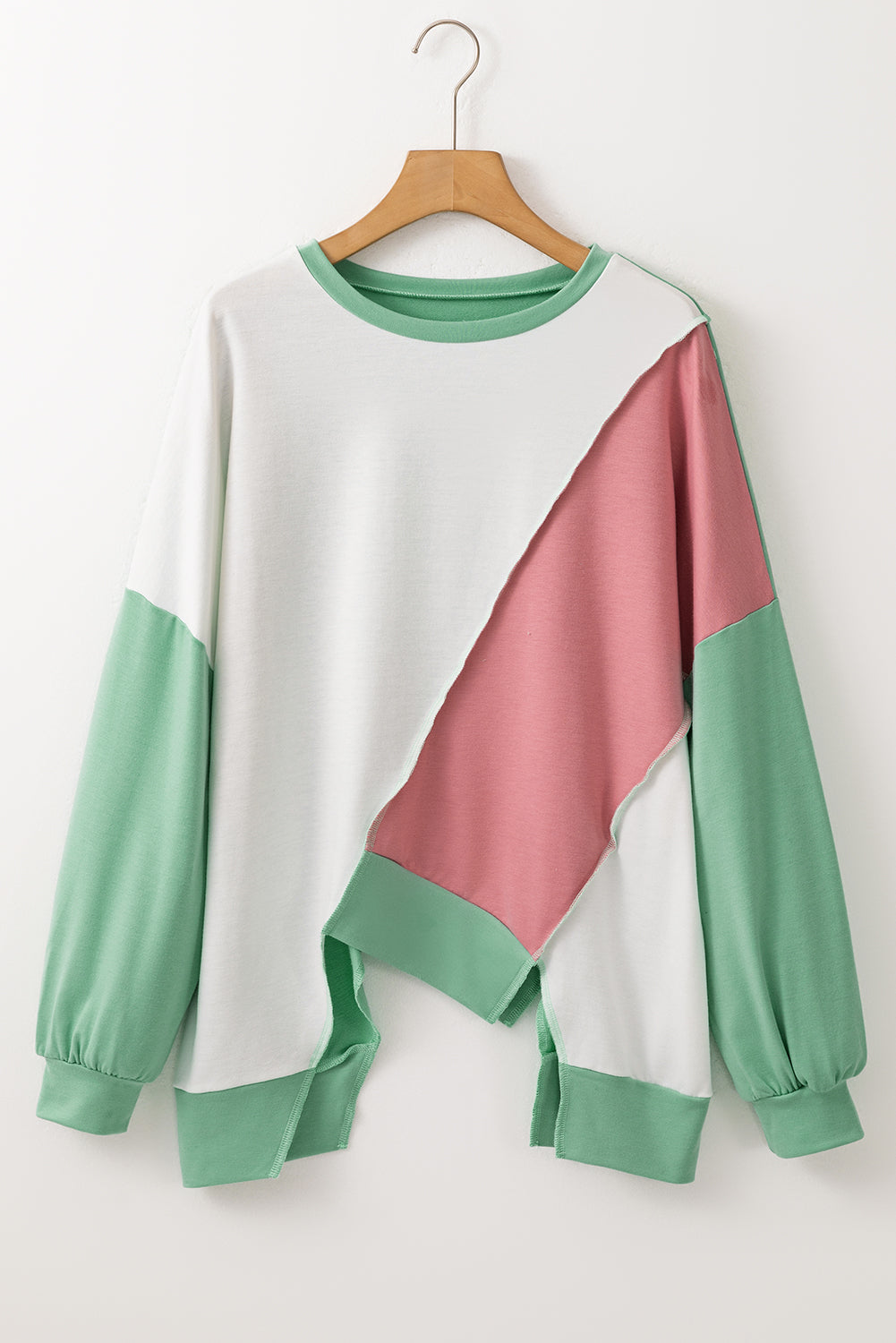 Colorblock Stitch Long Sleeve Top