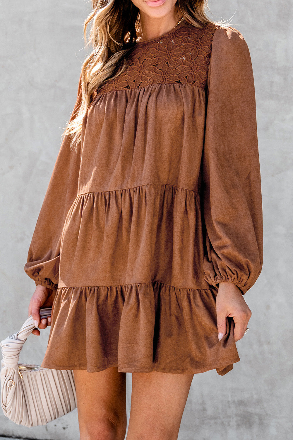 Chestnut Floral Lace Mini Dress
