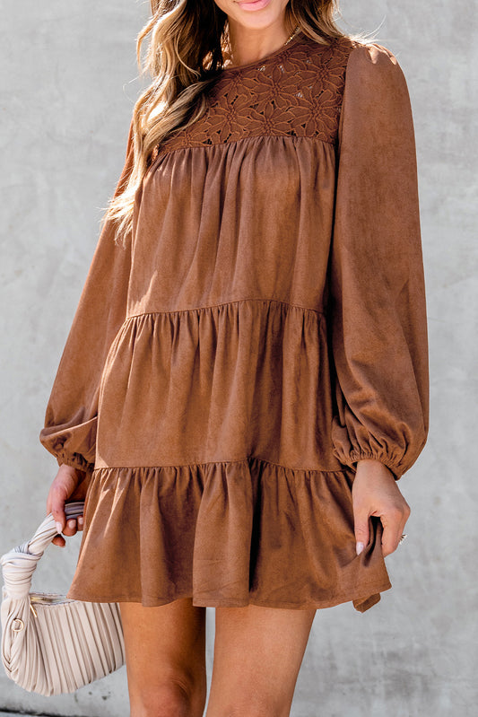 Chestnut Floral Lace Mini Dress