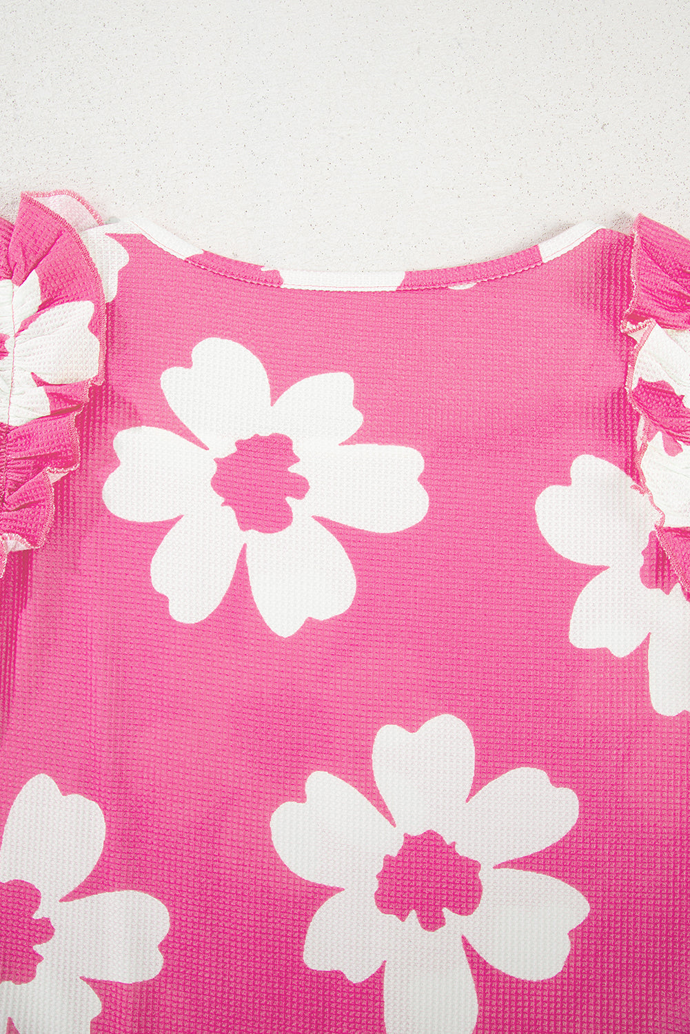 Pink Floral Ruffled Blouse