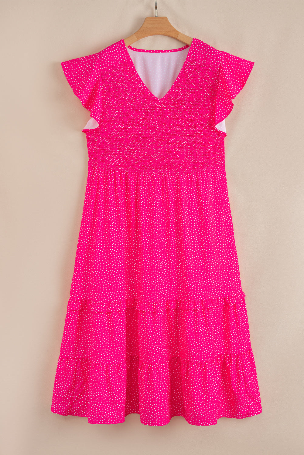 Rose Polka Dot Print Midi Dress