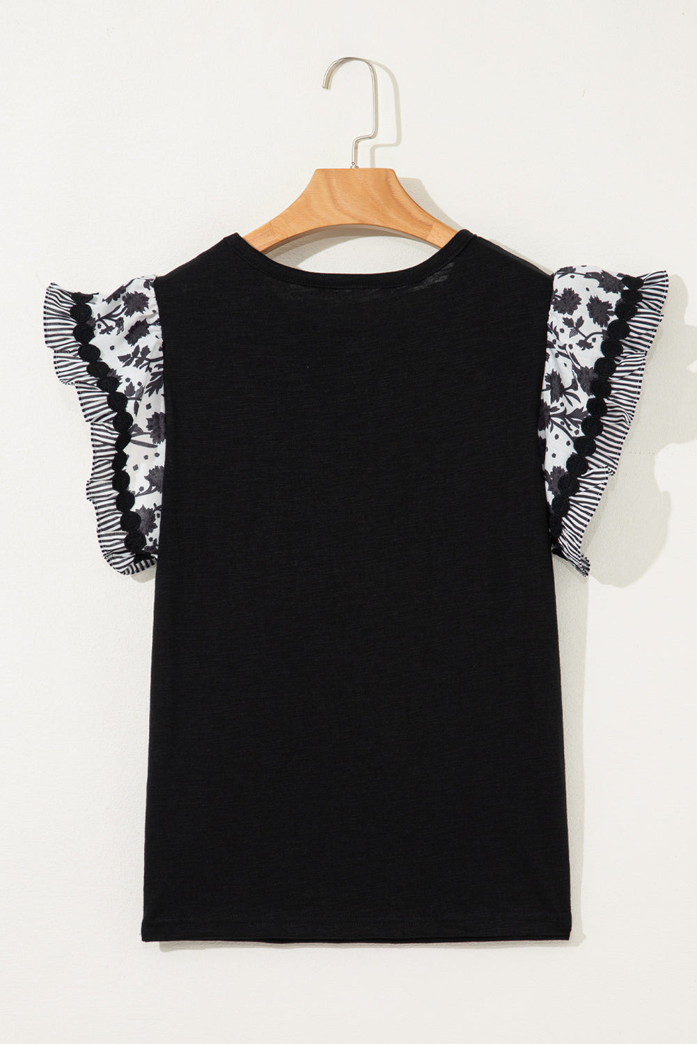Black Contrast Patchwork Blouse
