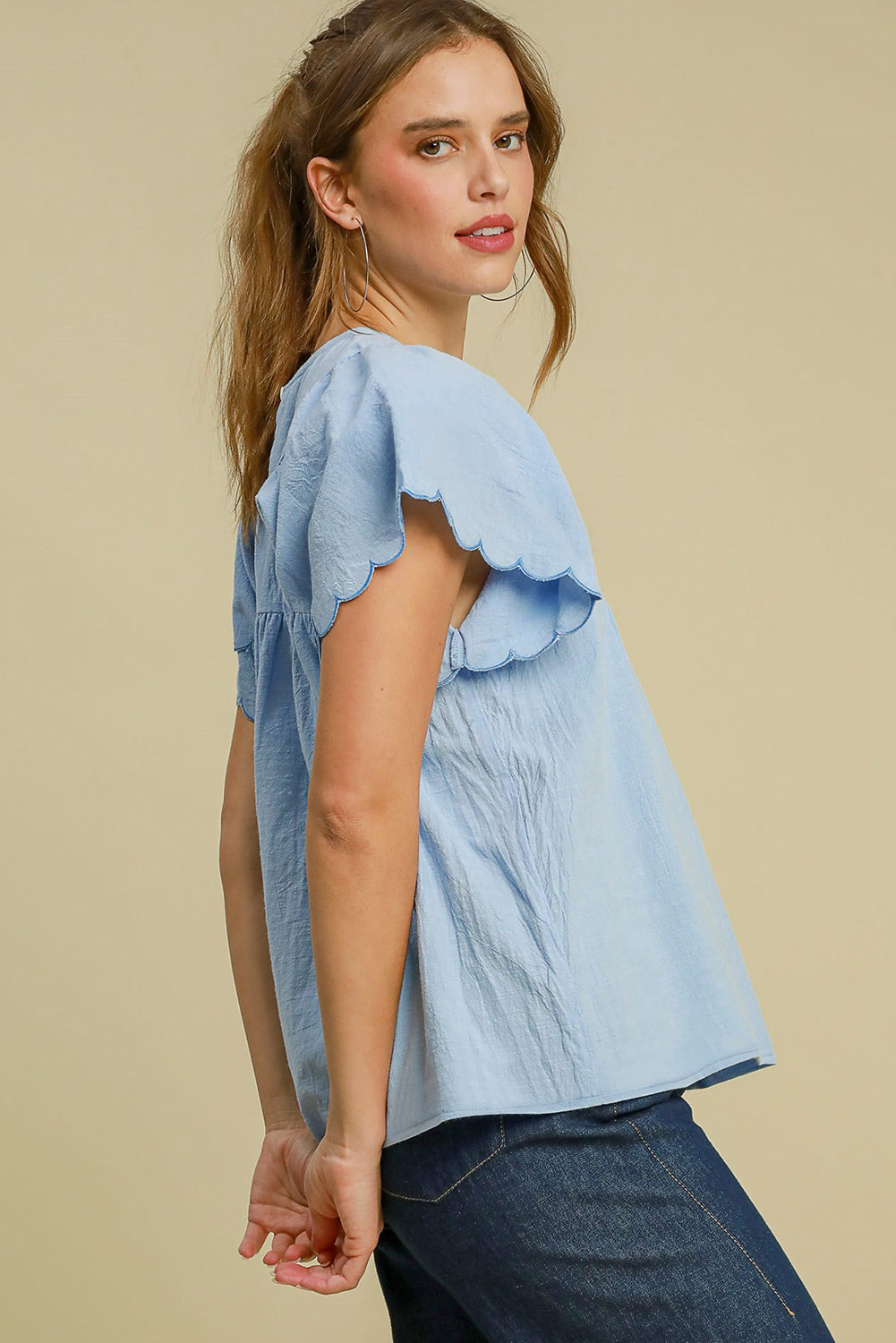 Blue Embroidered Blouse