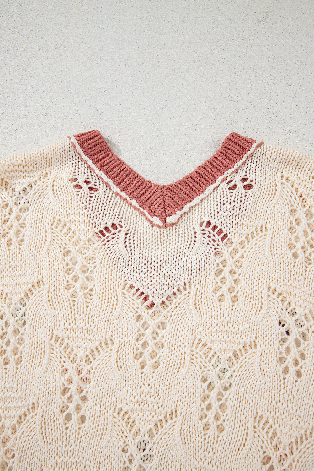 Embroidered Flowers Colorblock Sweater