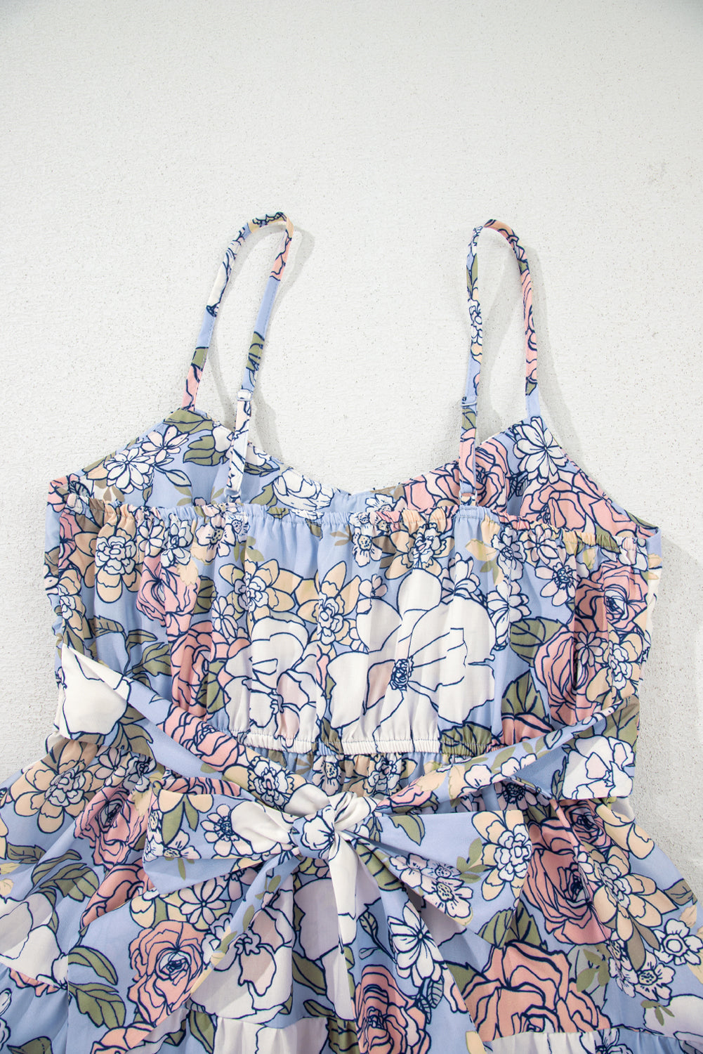 Blue Floral Tiered Dress