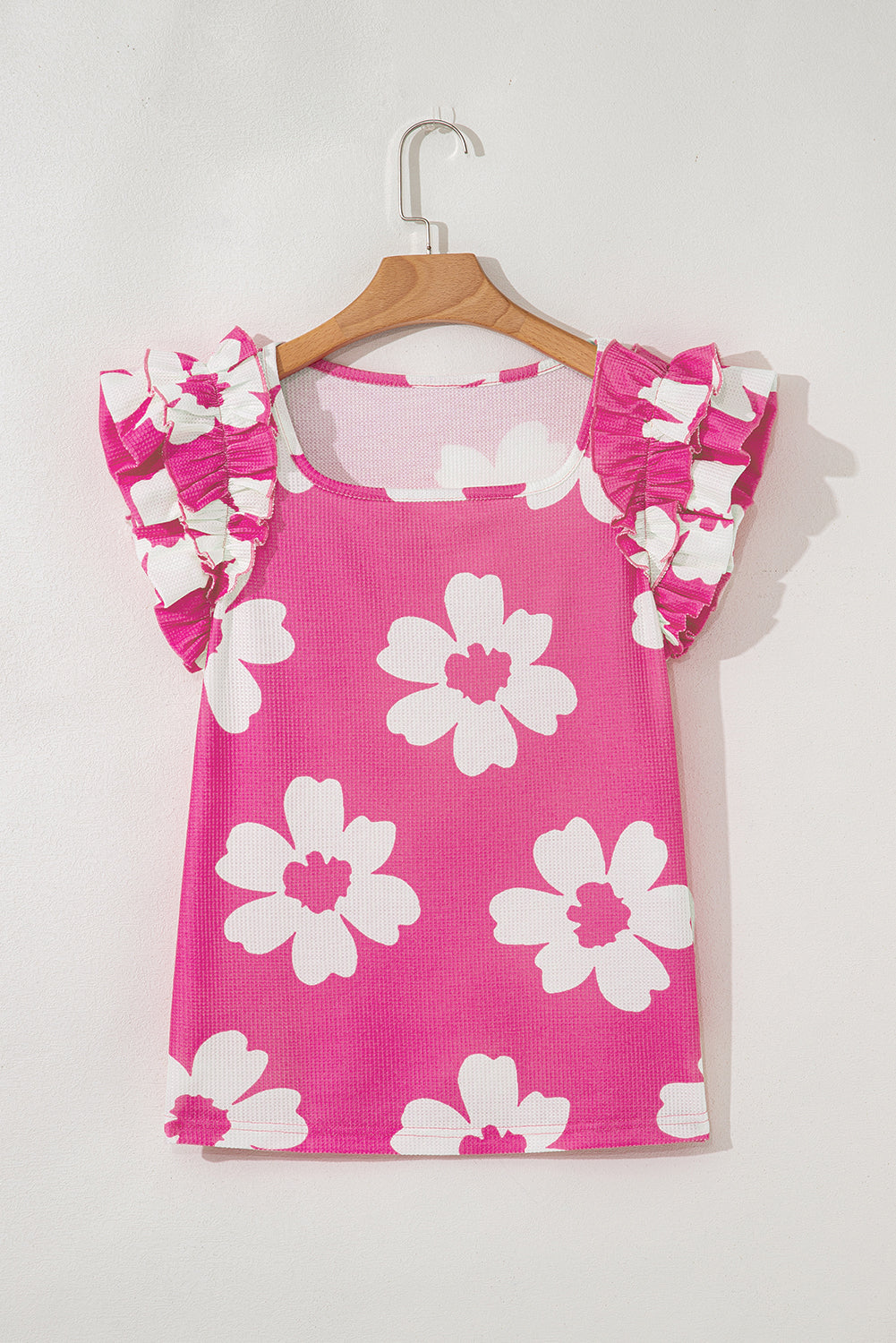Pink Floral Ruffled Blouse