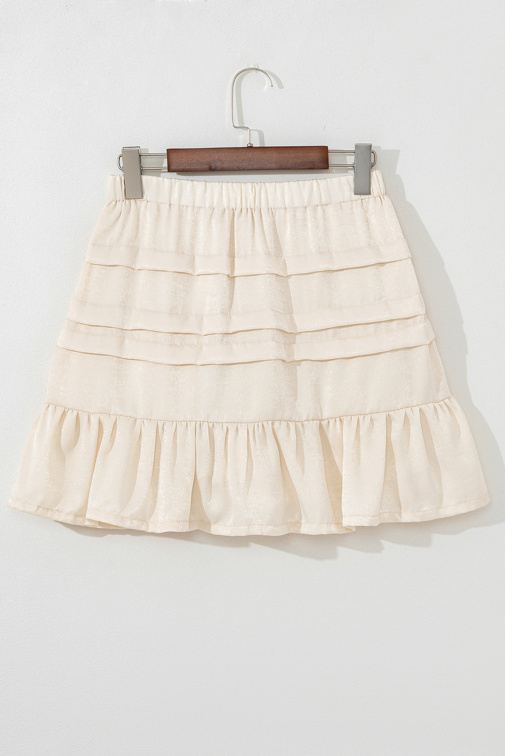 Beige Tiered Mini Skirt
