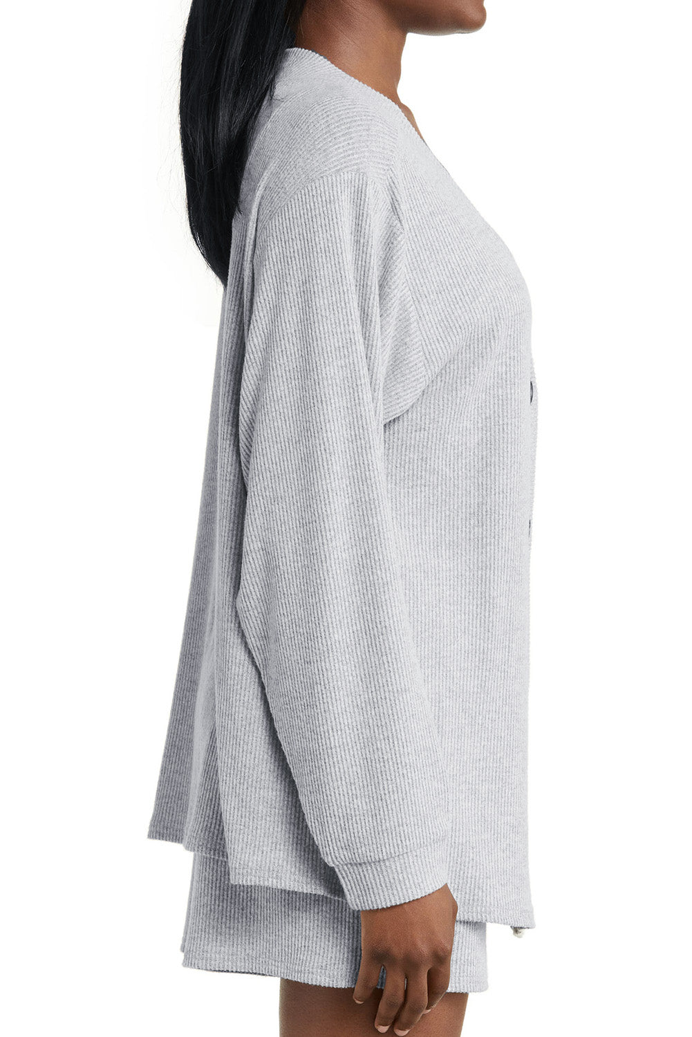 Light Grey 3 Pieces Lounge Set with Cardigan