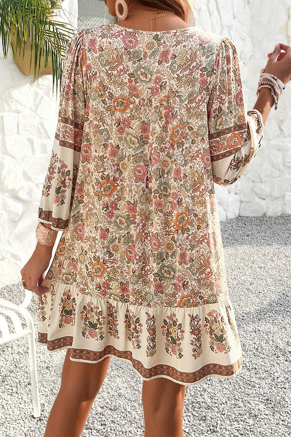Apricot Floral Loose Mini Dress