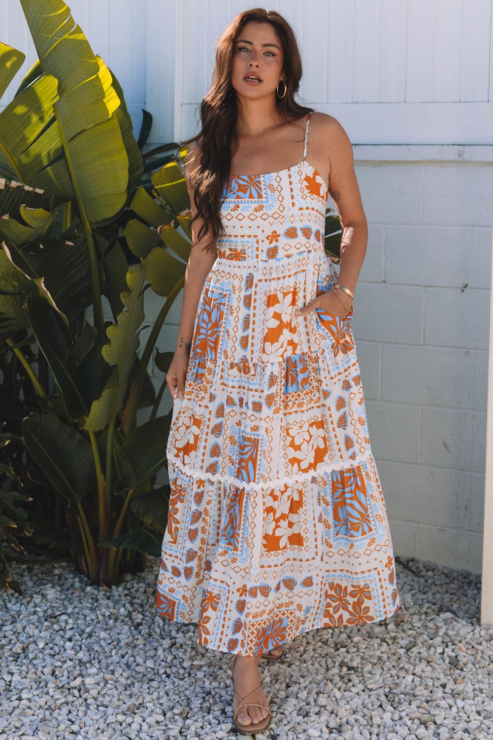 Orange Multi Printed Maxi Dress