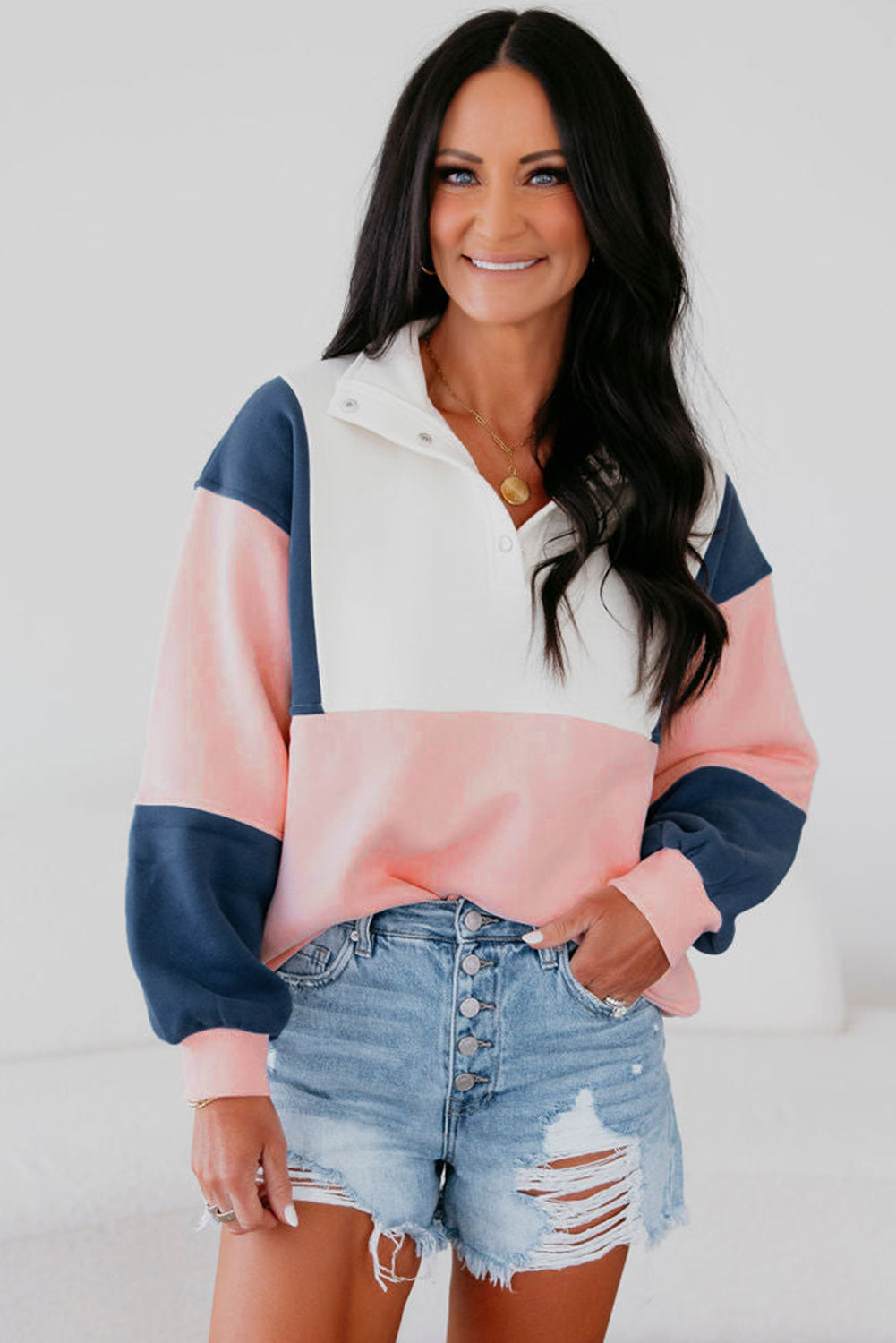 Pink Colorblock Sweatshirt