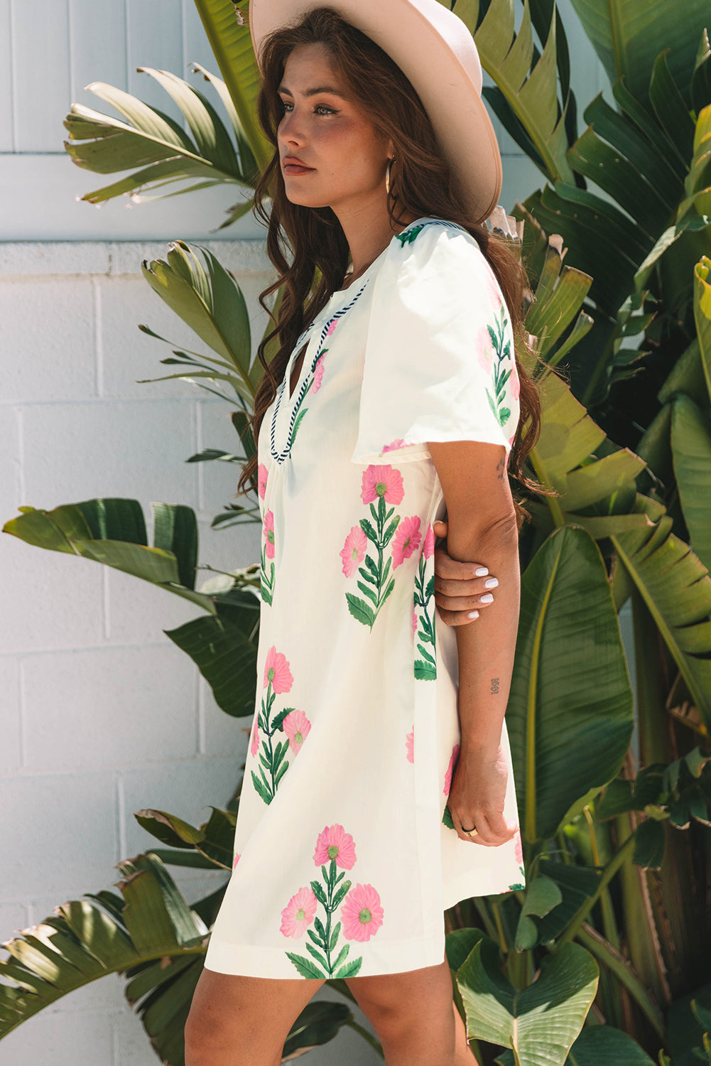 Apricot Floral Mini Dress