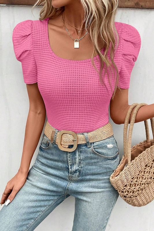 Bright Pink Waffle Knit Top