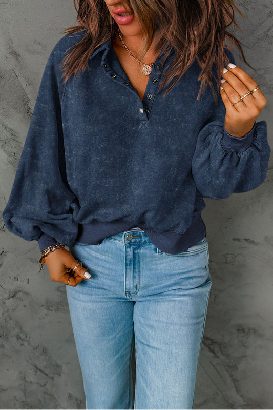 Blue Washed Pullover Sweatshirt