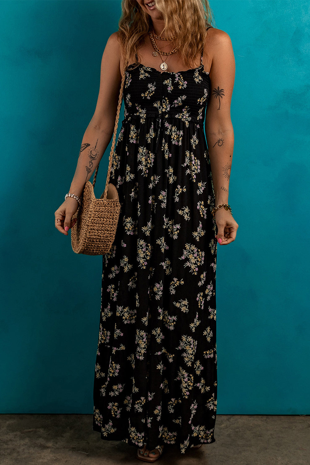 Black Floral Maxi Dress