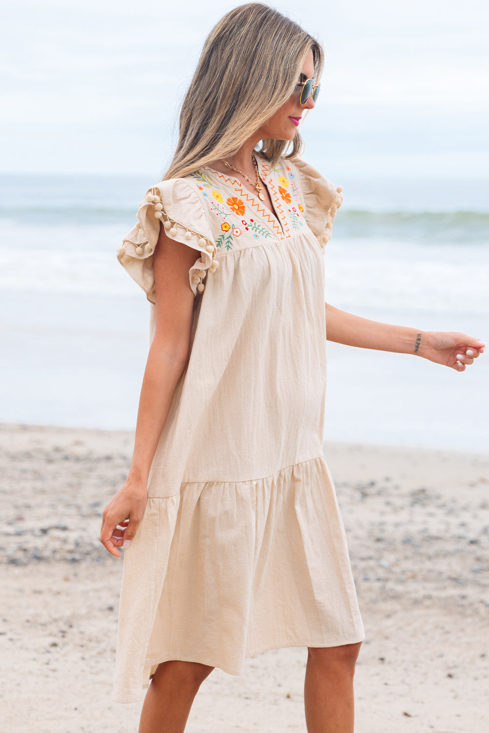 Bohemian Embroidery Flowy Short Dress