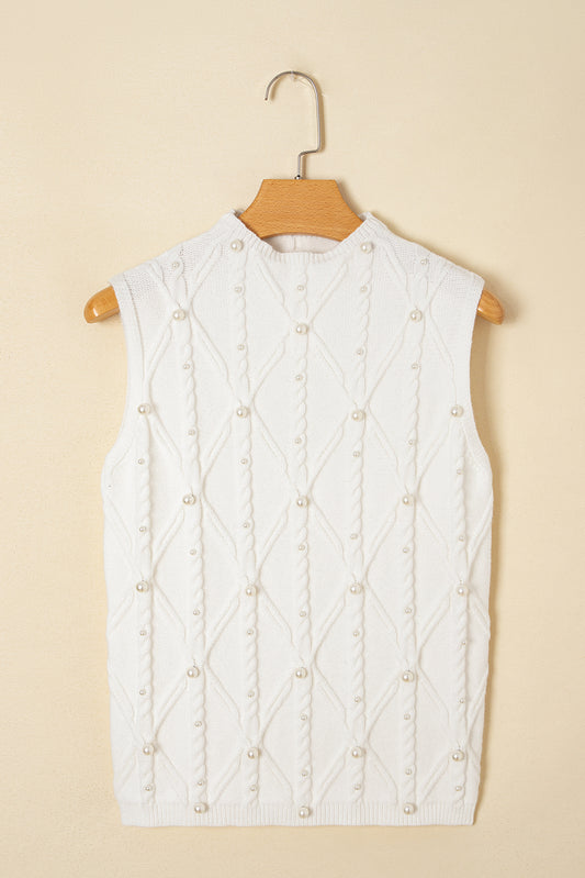 White Pearled Sweater Vest