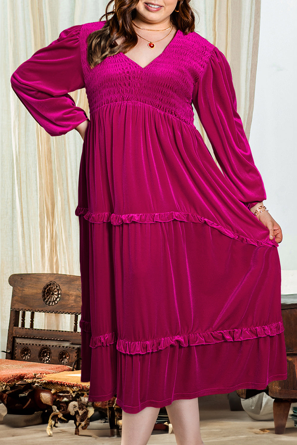 Rose Red Velvet Maxi Dress