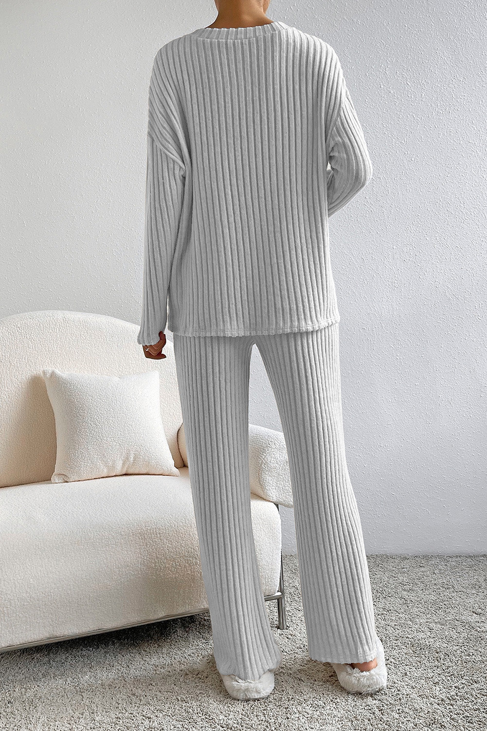 Light Grey Ribbed Set