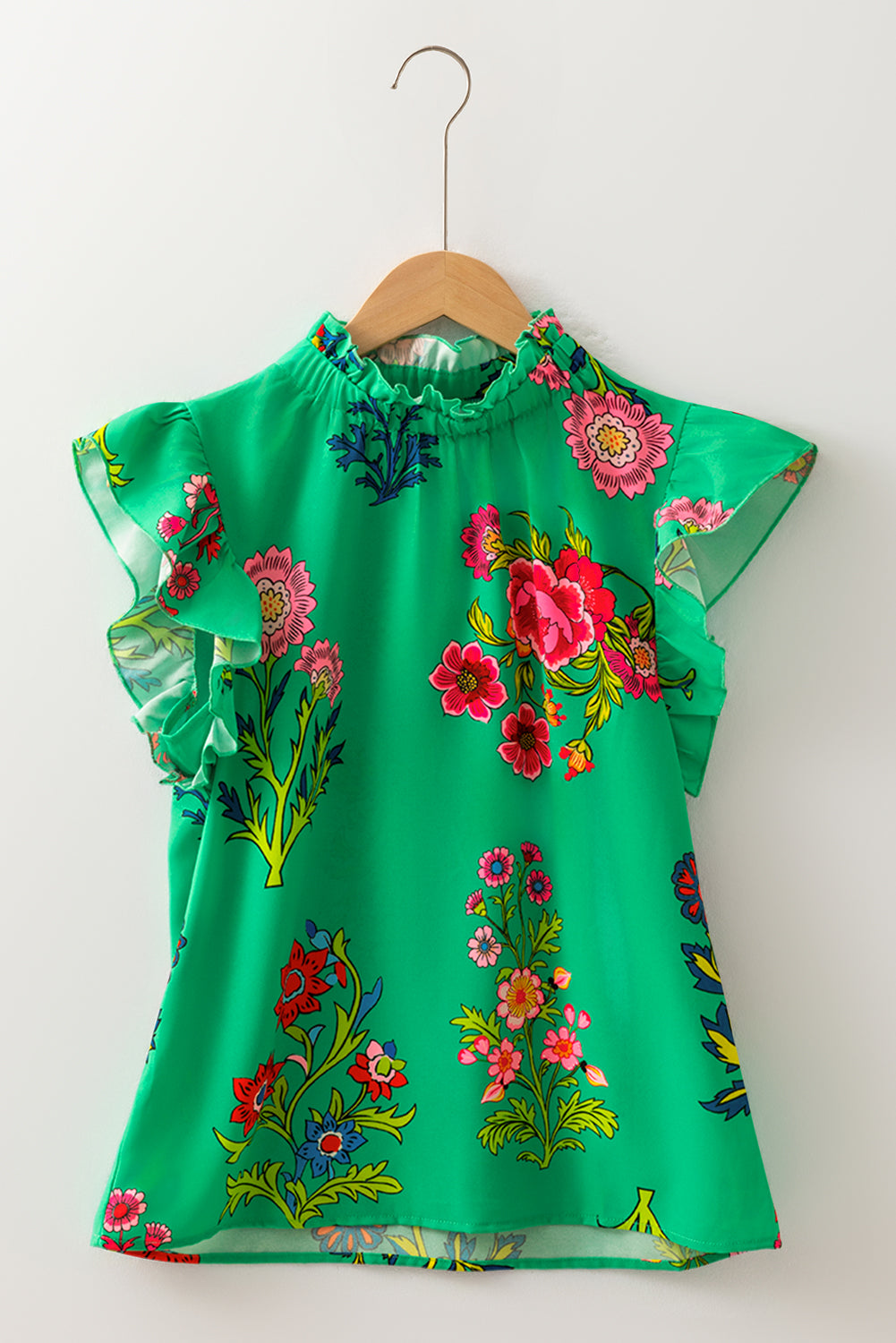 Green Floral Print Blouse