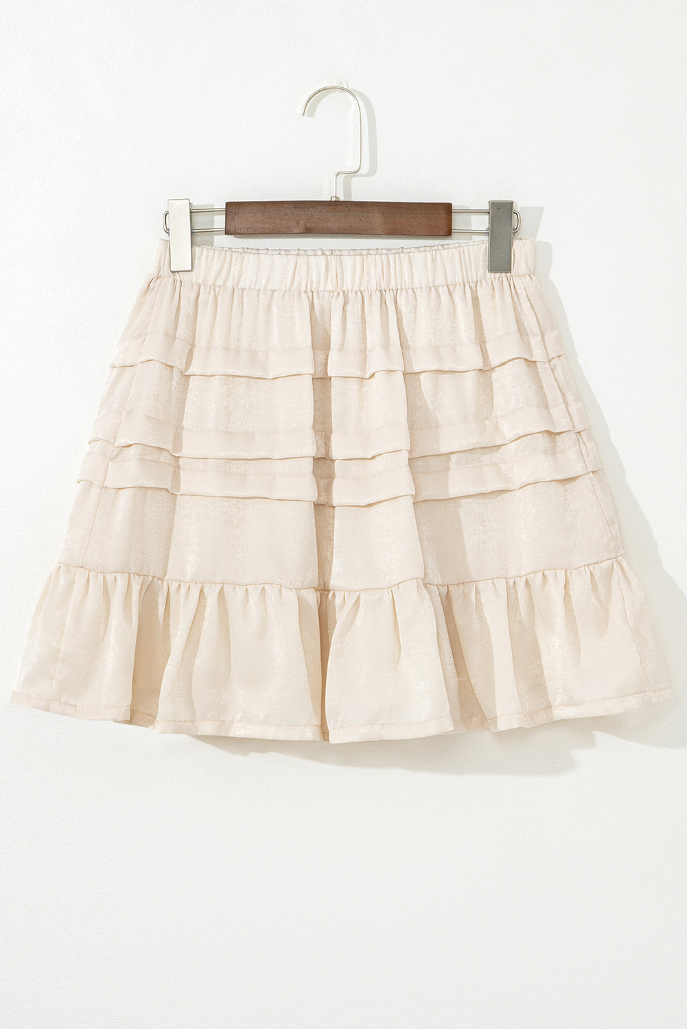 Beige Tiered Mini Skirt