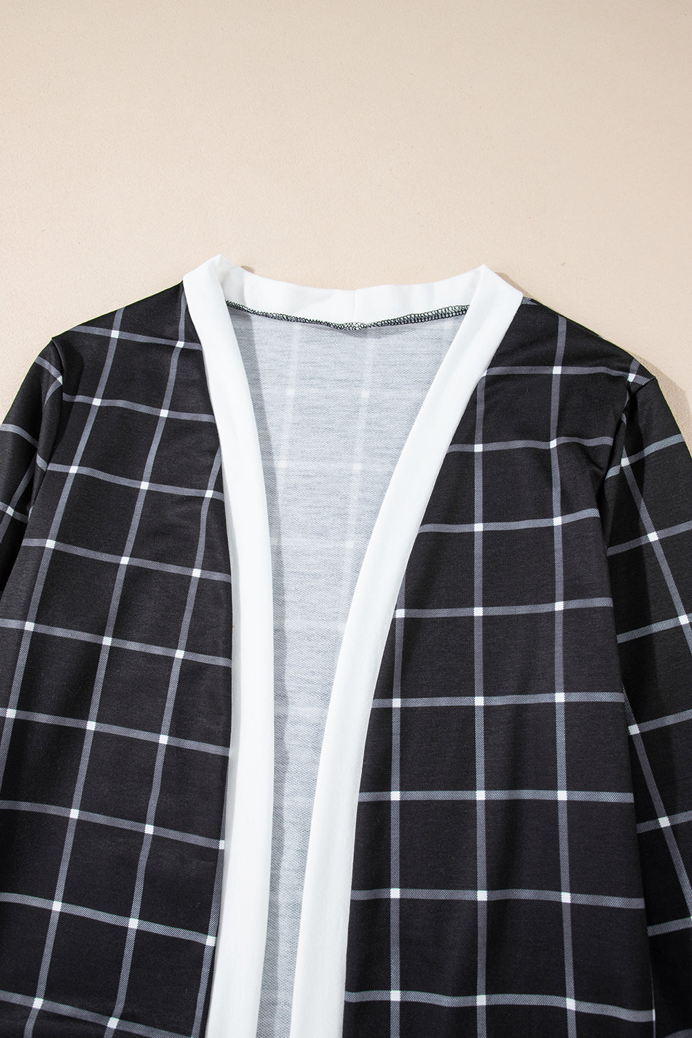 Black Plaid Colorblock Cardigan
