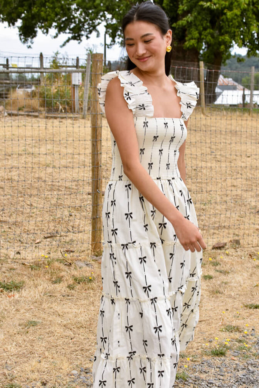 Black Bow Tiered Maxi Dress