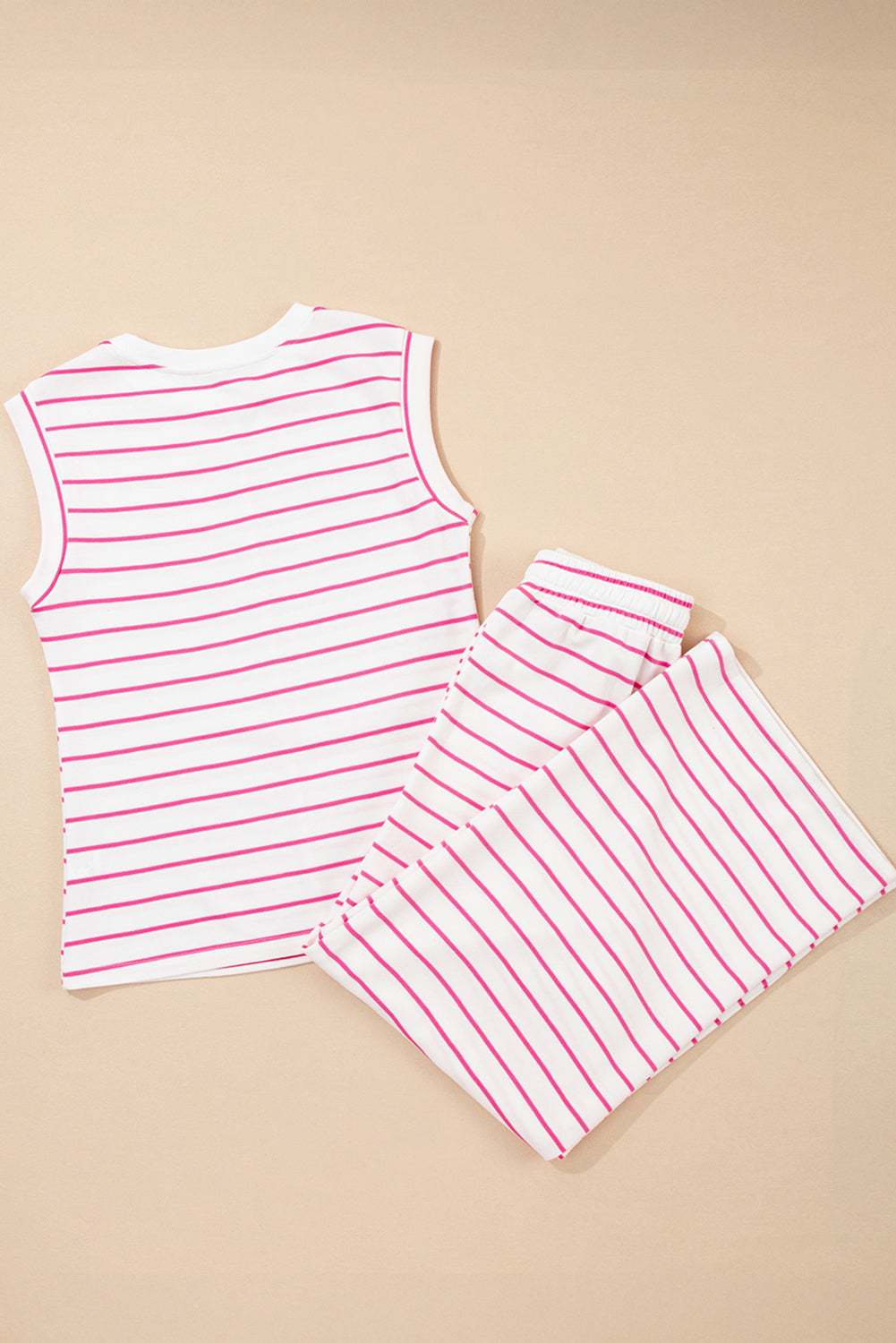 Rose Stripe Wide Leg Pants Set