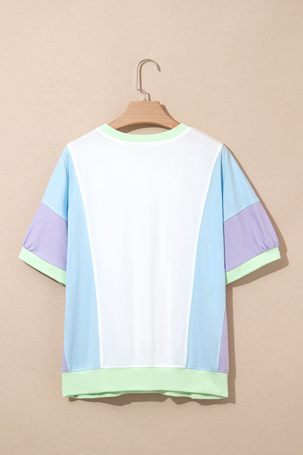 White Color Block Patchwork Oversized T Shirt